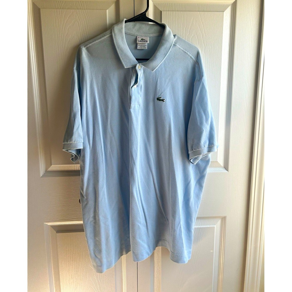 Lacoste Men's Blue Solid Cotton Knit Golf Polo w/ Logo - Big & Tall 3XL